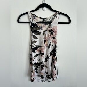 Dynamite Floral V-Neck Zip Front Tank Sleeveless Blouse XS